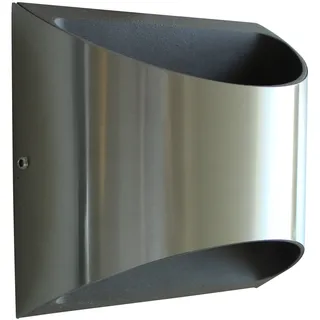 LED Außenwandleuchte Dodd, moderne Außenlampe aus Edelstahl, halbrunde Wandlampe mit Up & Down Lichteffekt, 6 Watt, 3000 Kelvin, 660 Lumen, wetterfeste Außenleuchte...