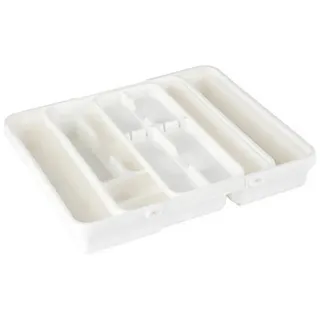 Tontarelli Besteckkasten Besteckkasten Schubladeneinsatz Besteckeinsatz Besteck Organizer (1 St), Ausziehbar, 31,7-55 cm weiß
