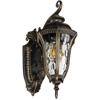 Licht-Erlebnisse Außenleuchte Glas 45,5 cm IP44 1er Set schwarz gold antik