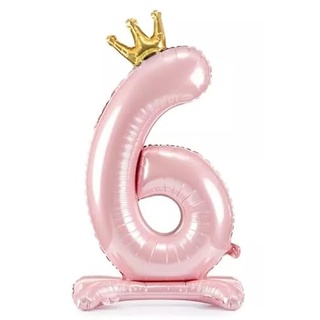 Decoraparty Folienballon Rosa mit Zahl 6 in Füßen 84 cm, Ballonfolie aus Aluminium, aufblasbar, mit Luft für Party, Geburtstag, Jahrestag, Abschlussfeier, Mädchen