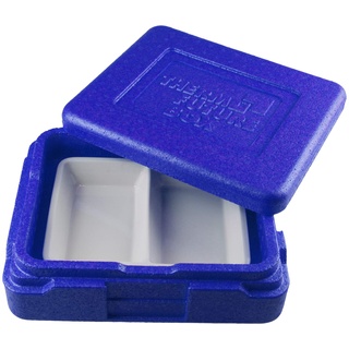 Thermo Future Box |Thermo Mini Menü Lunch Box blau|Lunchbox Set mit 2-geteilter Porzellanschale und Silikondeckel rot| Menübox mit Porzellan | Expandiertes Polypropylen | 3L
