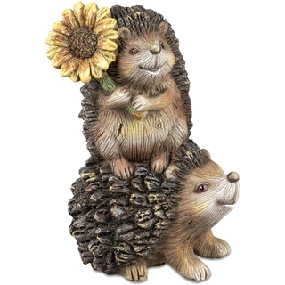 formano Dekofigur Igel Pärchen mit Sonnenblume | Figur Gartendeko Gartenfigur | 18x12 cm