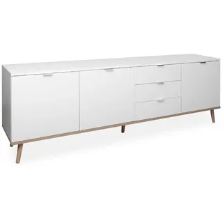 Finori Sideboard, Weiß, Sonoma Eiche, Modern, Metallgriffe, ABS-Kante, 200 x 68 x 40 cm weiß