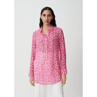 Comma Langarmbluse Chiffonbluse mit Allovermuster weiß 40