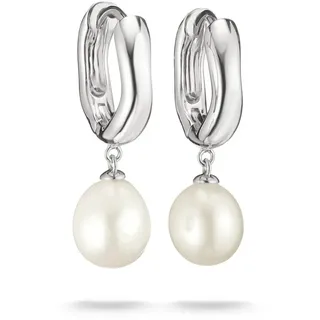 THOMAS SABO Paar Creolen Bold Elegance Creolen Perlen, mit Süßwasserzuchtperle silberfarben