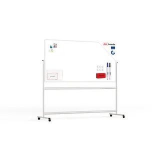 ALLboards Mobiles Whiteboard 200x100cm Magnettafel, Fahrbare Drehtafel, Beidseitig, Magnetisch, Trocken Abwischbar
