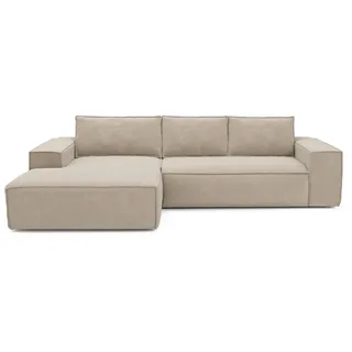 Sia Home Samt, Beige, Textil, 5-Sitzer, L-Form,Rechteckig, 302x165 cm, Wohnzimmer, Sofas & Couches, Wohnlandschaften, Ecksofas