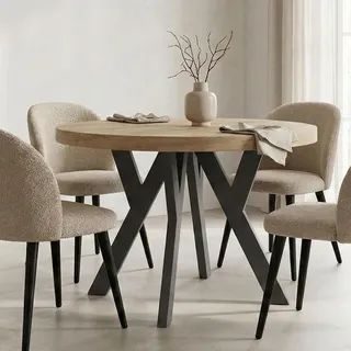 dekori.interiors Runder Ausziehbarer Tisch Ø 110/160 cm Eiche Sonoma/Schwarz