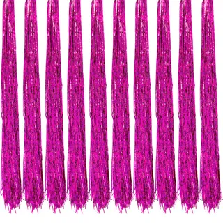 Oblique Unique® 10x Lametta Glänzend 100cm für Weihnachtsbaum Baumschmuck Weihnachtsdeko Weihnachten Party Feier Deko Silber Gold Weiß Schwarz Pink Lila Blau Grün - Farbe Wählbar (Pink)