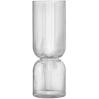 Navaris Dekovase Glasvase geriffelt groß - 35x14x14cm - Blumenvase Glas Vase (1 St) weiß