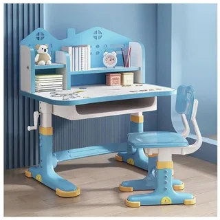 LuxusKollektion Kinderschreibtisch Kinder Schreibtisch Stuhl Set höhenverstellbar mit Schublade blau