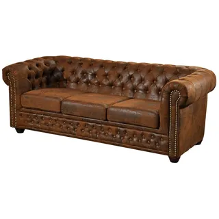 MASSIVMOEBEL24.DE Couch Polyester 3-Sitzer Braun