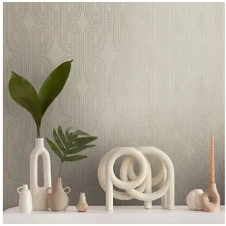 A.S. Création Vliestapete Retro Muster Art Deco Beige Silber Gold Metallic 39937-1