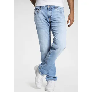 Loose-fit-Jeans CAMP DAVID Gr. 32, Länge 34, blau (light vintage) Herren Jeans Comfort Fit mit markanten Nähten und Stretch