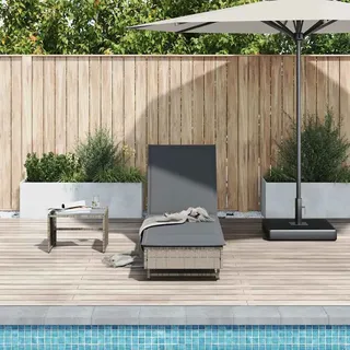 Sonnenliege Mit Rollen Und Auflage Grau Poly Rattan
