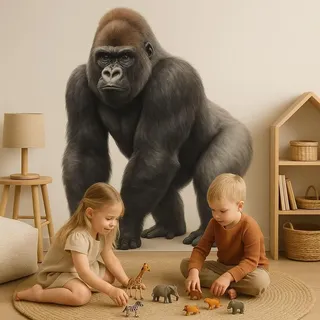 Decords Wandtattoo – Gorilla im Dschungel- und Safari-Stil, 140 cm