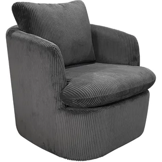 byLIVING Sessel Harmony Grob-Cord 72 x 78 x 77 cm dunkelgrau drehbar mit Kissen