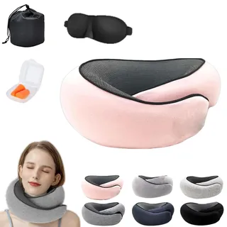 Yigoo Nappy Reisekissen Dreamjoy,Comfy Flugzeug, Reisekissen Flugzeug Nappy Mit Memory Foam für Reisen Mit Auto, Zug Rosa A6