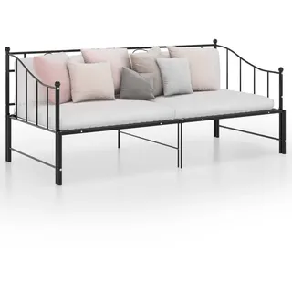 vidaXL Ausziehsofa Bettgestell Schwarz Metall 90x200 cm