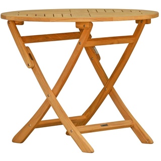 Kai Wiechmann Klapptisch Teak Gartentisch klappbar rund als wetterfester Holztisch aus Teak, klappbarer und unbehandelter Teakholztisch 90 cm