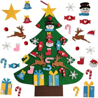 Filz-Weihnachtsbaum für die Wand für Kinder mit 26 Ornamenten Grün 70x70x95 cm - Grün