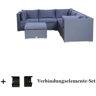 Poly Rattan Gartenmöbel Palma anthrazit Hocker Alu Garnitur Garten Lounge