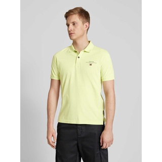 Regular Fit Poloshirt mit Label-Print Modell 'elbas', Neon Gelb, M
