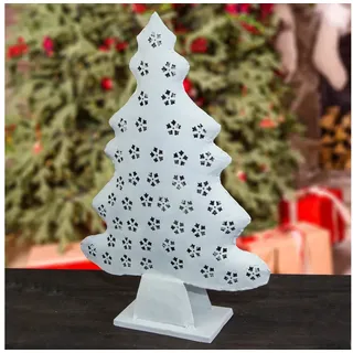 Antikas Weihnachtsfigur Tannenbaum Kerzenhalter, weiß, groß, Weihnachten, Dekoration weiß