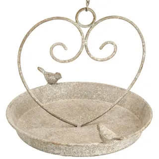 Viana Nistkasten Vogeltränke Herz Metall Antik Ø21,5cm Deko Garten Hängend weiß