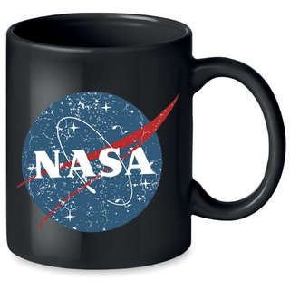 Blondie & Brownie Tasse Vintage Nasa Rakete USA Space Mond Mars Elon Mission, Keramik schwarz