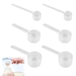 NTRUXZP 6 Stück Messlöffel, Dosierlöffel Transparent mit Skala 2g, 3g, 4g, 5g Waagen, Messlöffel Gramm, Scoop 5g, Dosier-Löffel 5g für Backen Kochen Kaffee Waschpulver Proteinpulver Creatin