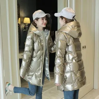 ZXCL 2021 Neue Winter Frauenjacke Lange Mantel Kapuze Parka Baumwolle Gepolsterte Jacke Weibliche Warme wasserdichte Outwear Schnee Tragen Sie Mäntel-Golden,M