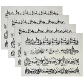 OLYCRAFT 4 Blätter Berg Baum Ton Transferpapier Keramik Abziehbilder 53x38cm Porzellan Unterglasur Transfer Abziehbilder Unterglasur Papier für Porzellan Emaille Abziehbild 0.1mm Dick