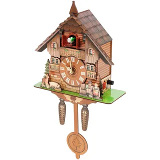 Queeucaer Handarbeit Kuckucksuhr Wanduhr Europäische Schwarzwälder Stil Kuckucksuhr Dekor Schwarzwalduhr Schwarzwaldhaus mit Quarzwerk und Kuckuckruf