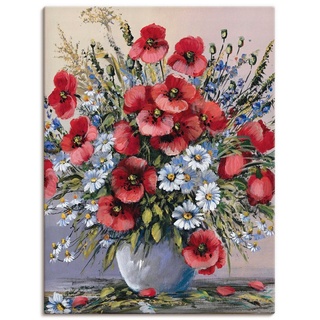 Artland Wandbild Rote Mohnblumen, Blumen (1 St), als Leinwandbild, Poster, Wandaufkleber in verschied. Größen rot 60 cm x 80 cm