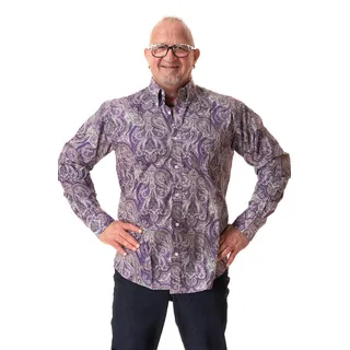 Relco Langarmhemd Herren Paisley violett XXL