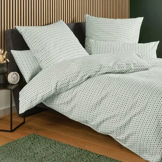 Janine Edelflanell Bettwäsche Chinchilla S 78071 Kissenbezug einzeln 80x80 cm | salbeigrün - grün
