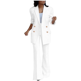 Awrvia angebot des tages Blazer Damen Elegant Hosenanzüge Sportlich 2-teilig Anzugjacke Einfarbig Anzug Set Slim fit Mode Damenanzug Festlich Longblazer Oversize Freizeitmantel Business Mantel - S