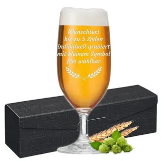 Bierglas mit Gravur 0,3 l - personalisiertes Pilsglas mit Wunschtext & Symbol, Geschenk für Männer zum Geburtstag, Jubiläum oder Bierliebhaber