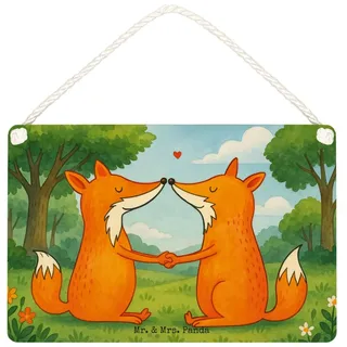 Mr. & Mrs. Panda Hinweisschild Füchse Liebe Design, Schild DIN A5, Weiß, Wandbild Holz, Fuchs, Freun, (Packung), Deko Schild hubby Liebesbeweis weiß DIN A5 | 21 cm x 10 cm x 14.8 cm