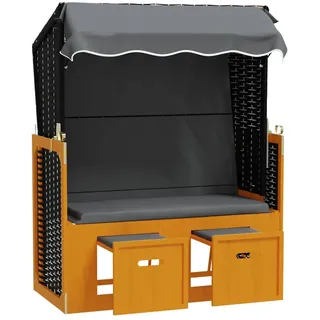 Maison Exclusive - Strandkorb Mit Dach Poly Rattan & Massivholz S