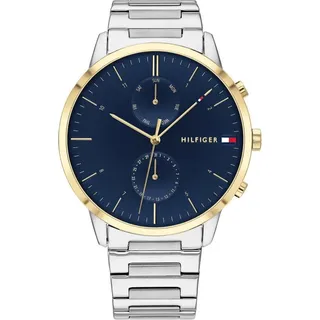Tommy Hilfiger 1710408 Herren-Armbanduhr, Edelstahl-Gehäuse, Metall-Armband - Gold/Silber/Dunkelblau