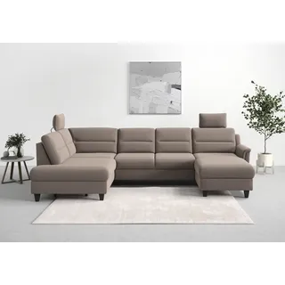 Wohnlandschaft SIT & MORE "Farö U-Form", grau (taupe), B:325cm H:90cm T:187cm, Sofas, Wohnlandschaft, inklusive Federkern, wahlweise mit Schlaffunktion und Bettkasten