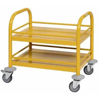 Kongamek Mini-Servierwagen 530x375x550mm 2 Etagen pulverbeschichtet in Gelb mit Bremse