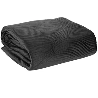 Eurofirany Tagesdecke RIA, Elegante Tagesdecke Velvet Sesseldecke Sofadecke Überwurf Samt schwarz 170 cm x 210 cm