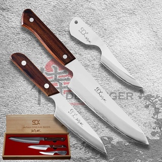 DELLINGER Exklusives SOK JAPAN DREAM Messerset - Chefmesser, Pettymesser und Paringmesser aus japanischem 3-Lagen-Stahl SKD11