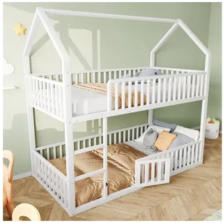 HAUSS SPOLE Etagenbett 90x200, Metall-Doppelbett, Kinder-Familienbett, Etagenbett Weiß weiß 90 cm