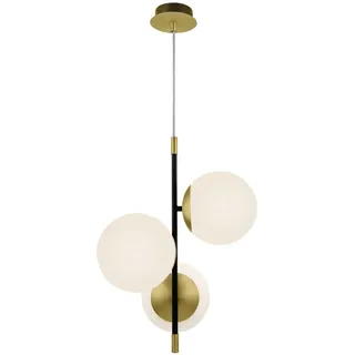 Maytoni Pendelleuchte, Schwarz, Weiß, Gold, Metall, Glas, Kugel,Kugel, 43 cm, CE, beliebig kürzbar, gleichmäßige Lichtverteilung, Lampen & Leuchten, Innenbeleuchtung, Leuchten nach Räumen, Wohnzimmerlampen
