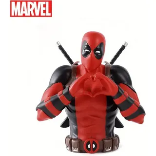 1 Stück Marvel Deadpool Spardose Offiziell lizenziert 3D PVC Wasserdicht Bruchsicher Figur Münzbox Geldbox Wohnkultur Sammlerstück Schreibtisch-Organizer Sparglas Herz Geschenk