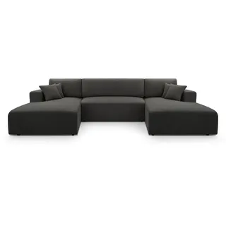 beautysofa Ecksofa mit Schlaffunktion Polyester U-förmig 3-Sitzer Grau